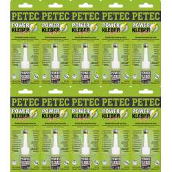 Petec 93410 - POWER KLEBER blitzschnell 10 g Flasche SB-Karte Sekundenklebstoff - VPE Set - 10 Stck
