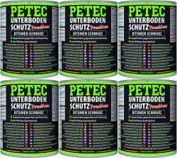 Petec 73100 - Unterbodenschutz Bitumen Pinseldose 1000 ml schwarz - VPE Set - 6 Stck